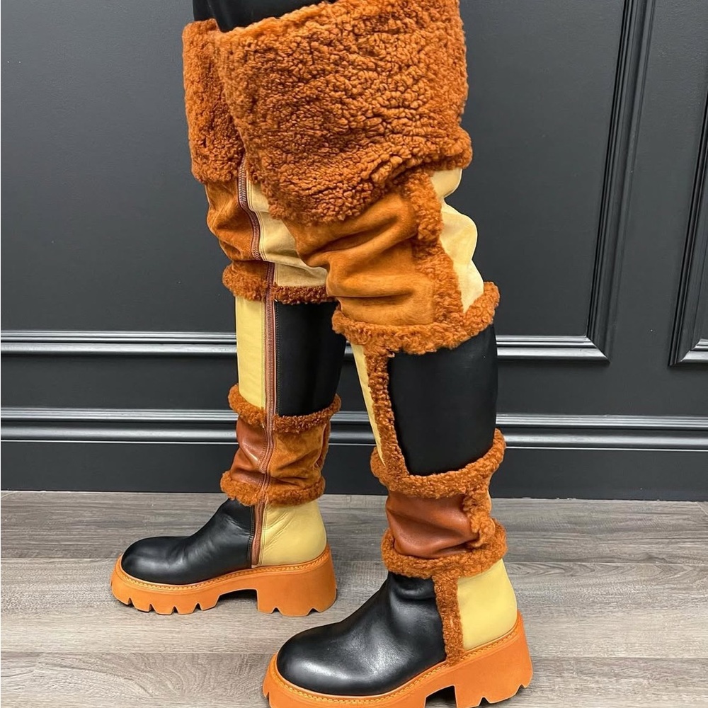Jennifer Le Stylish Thigh High Furry Boots